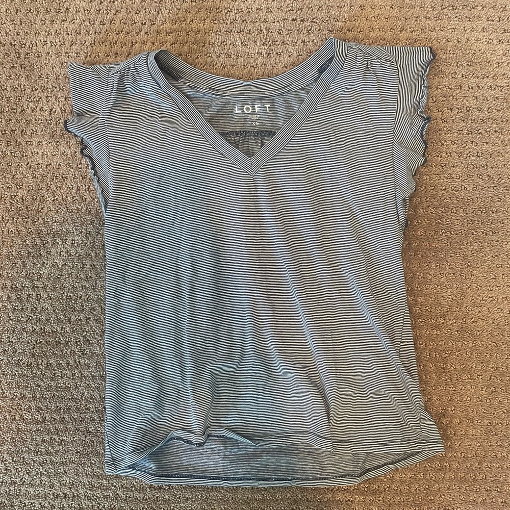 LOFT Black and White Striped T-Shirt